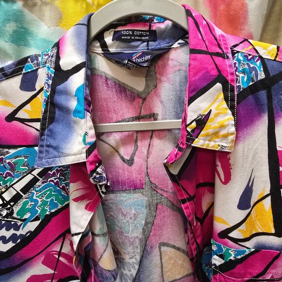 VTG Daniel Hechter 100% cotton colorful Hawaiian surf sail button-down shirt XL - Picture 9 of 13